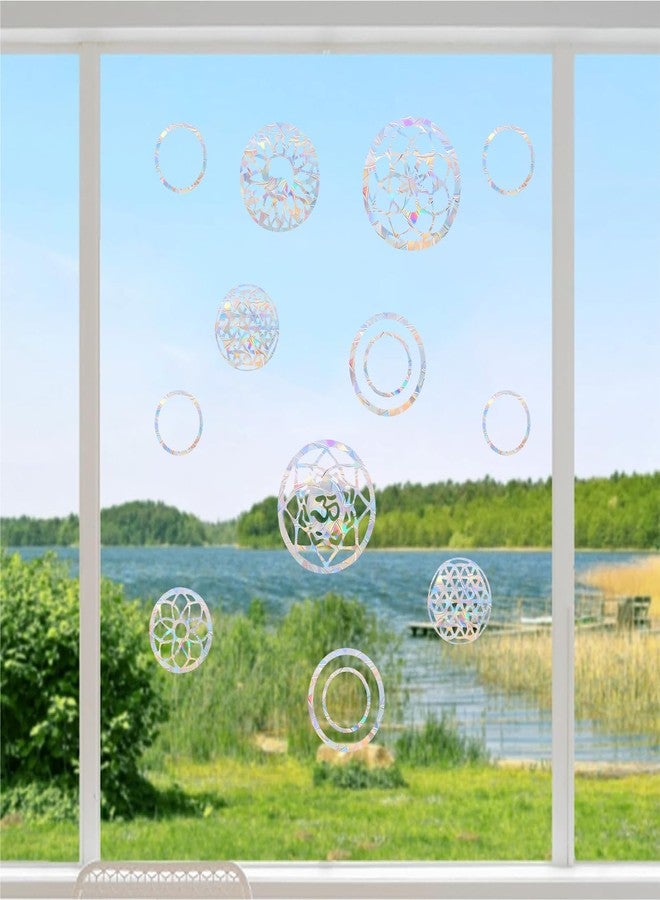 SHAWULA 18PCS Mandala Window Clings Anti-Collision Decals to Save Birds from Collisions,Non Adhesive Prismatic Vinyl Window Clings Rainbow Stickers - Image 5